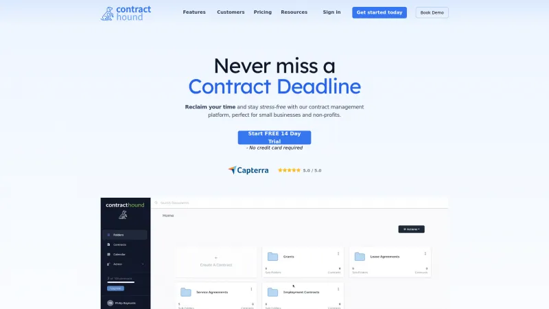 Homepage of Contract Hound