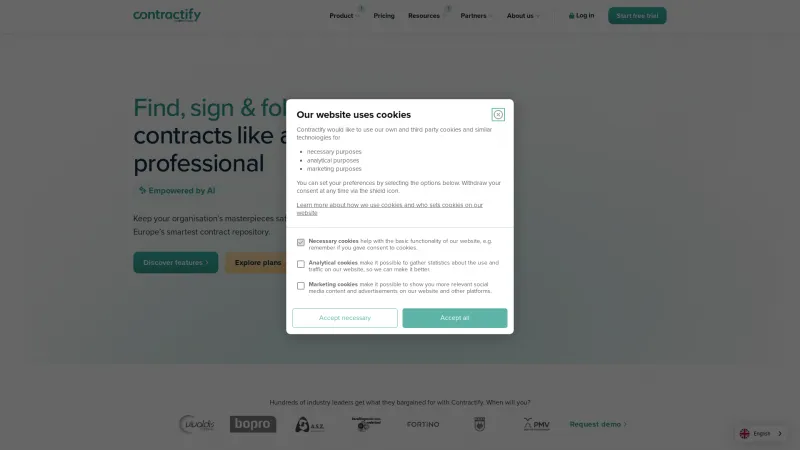 Homepage of Contractify