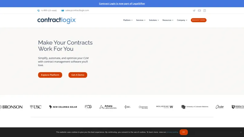 Homepage of Contract Logix