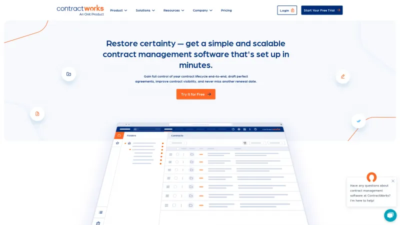 Homepage of ContractWorks