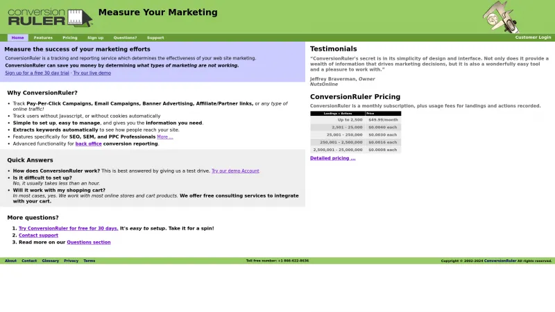 Homepage of ConversionRuler