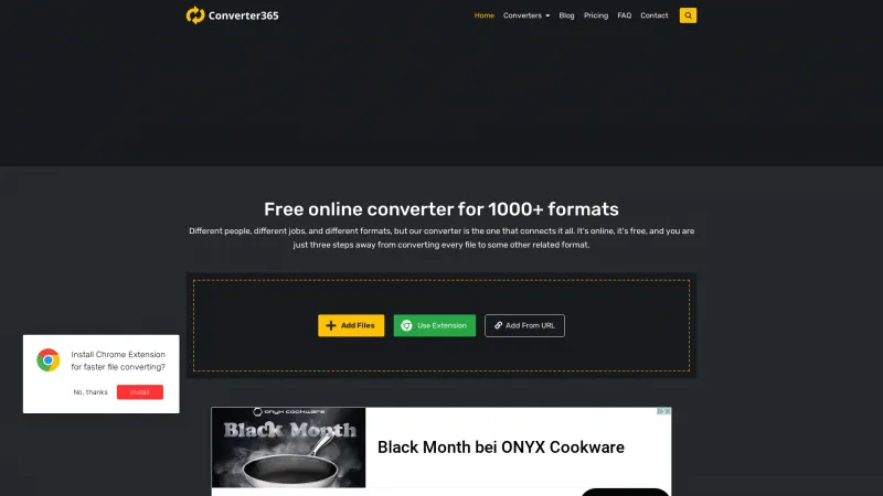 Homepage of Converter365