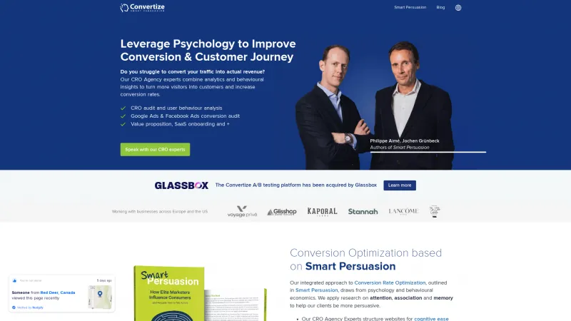 Homepage of Convertize