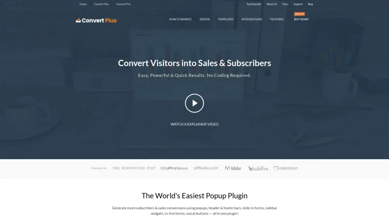 Homepage of ConvertPlus