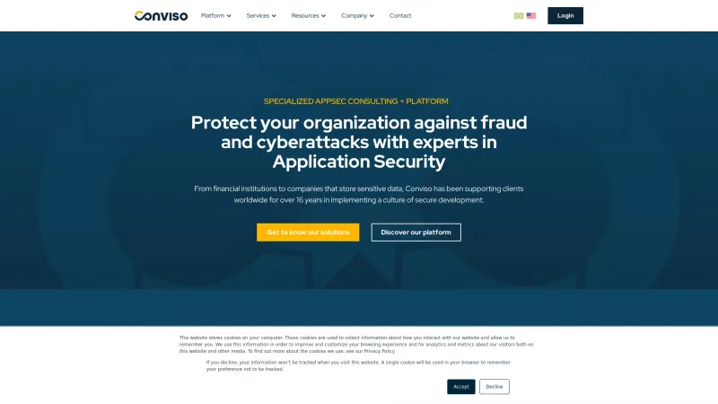 Homepage of Conviso Platform