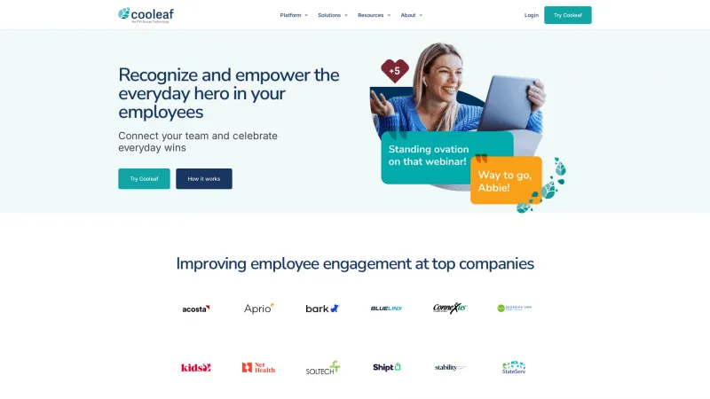 Homepage of Cooleaf