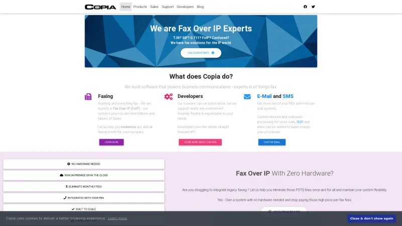 Homepage of CopiaFacts