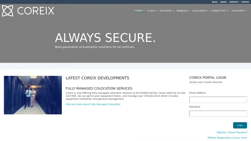 Homepage of Coreix