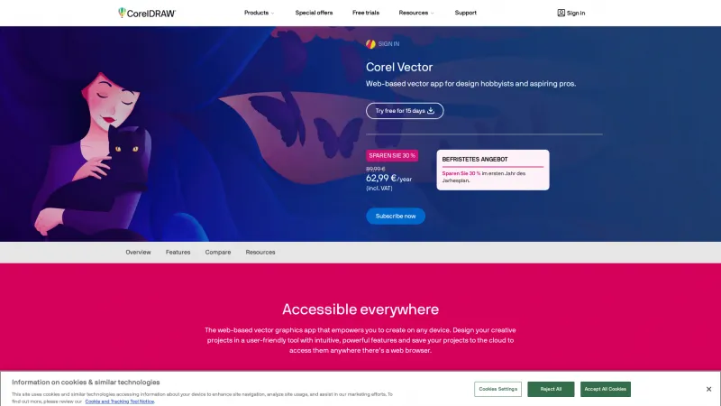 Homepage of Corel Vector