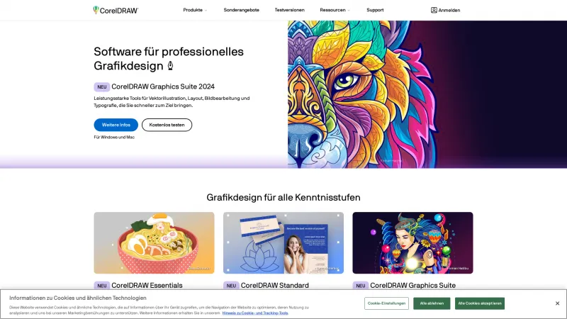 Homepage of CorelDRAW