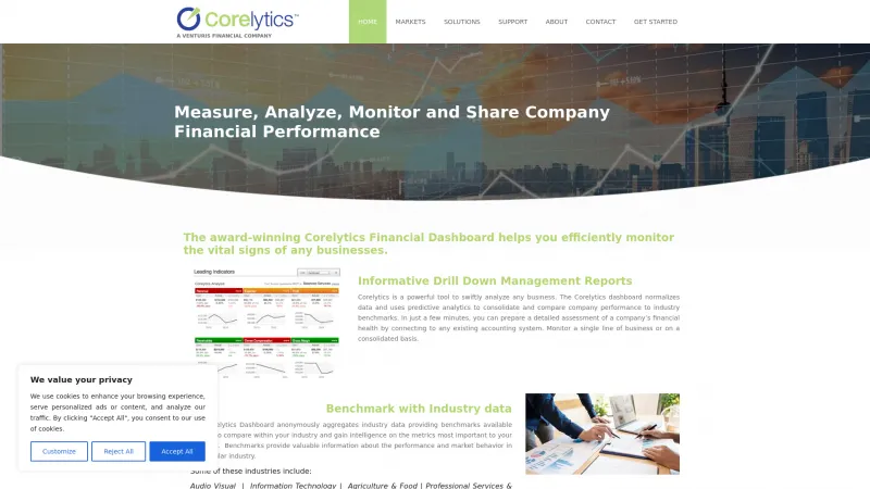 Homepage of Corelytics