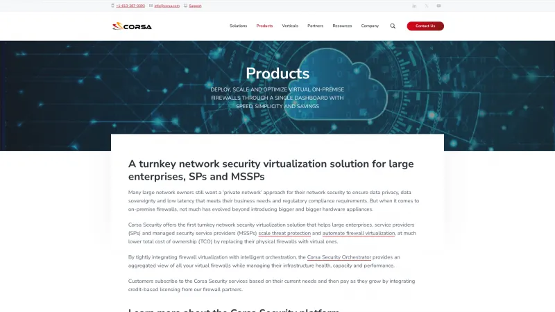 Homepage of Corsa Security