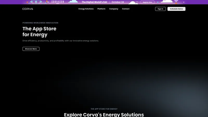 Homepage of Corva