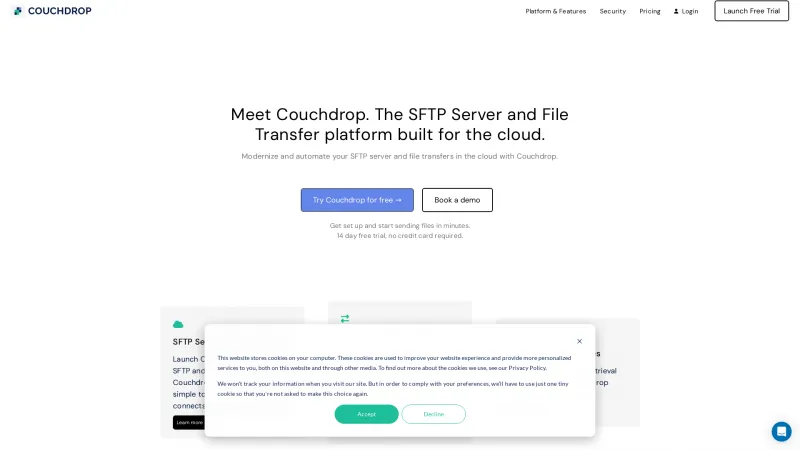 Homepage of Couchdrop