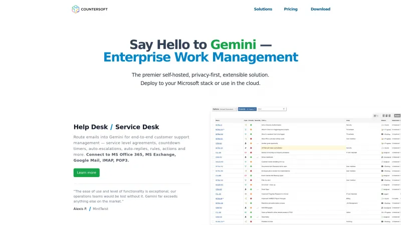 Homepage of Countersoft Gemini