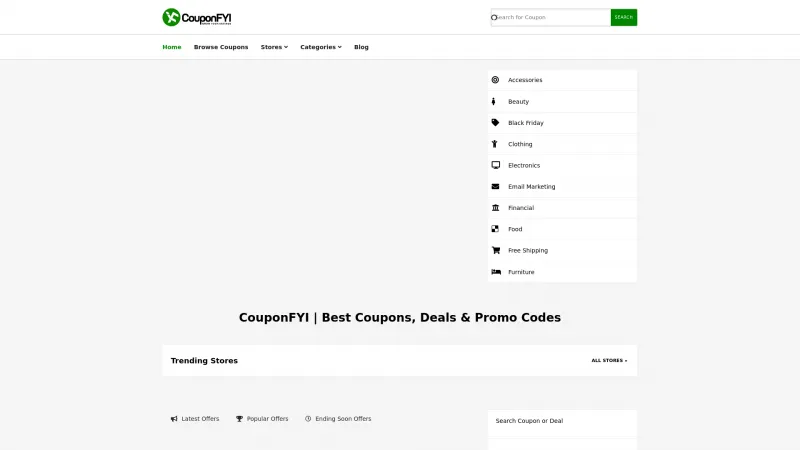 Homepage of CouponFYI