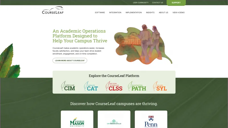 Homepage of CourseLeaf