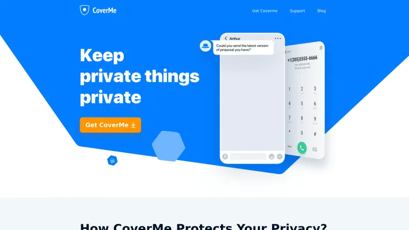 Homepage of CoverMe