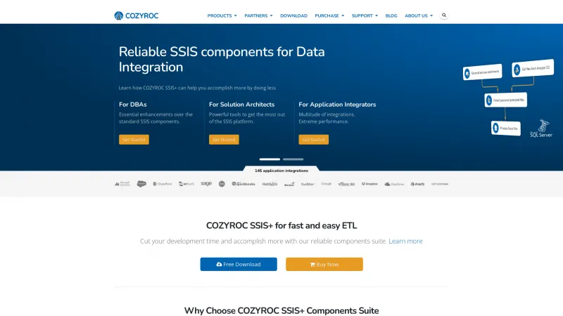 Homepage of COZYROC SSIS+ Suite