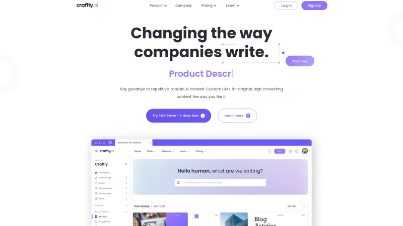 Homepage of Craftly