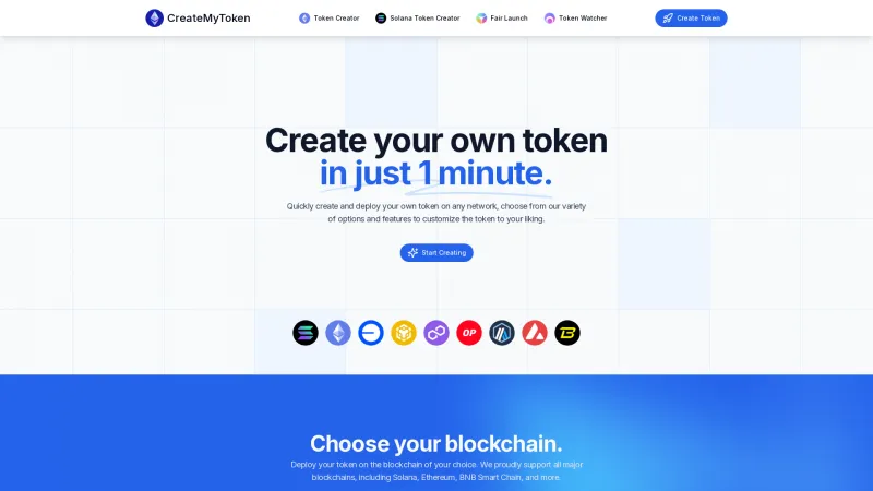 Homepage of CreateMyToken