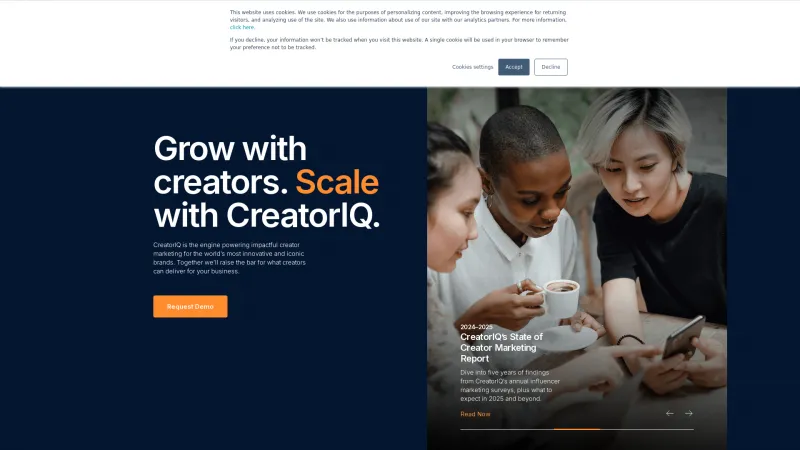 Homepage of CreatorIQ