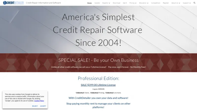 Homepage of CreditDetailer