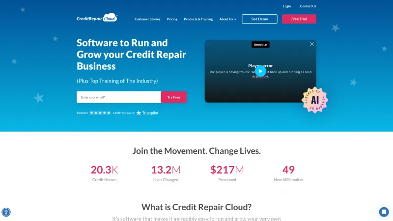 Homepage of Credit Repair Cloud