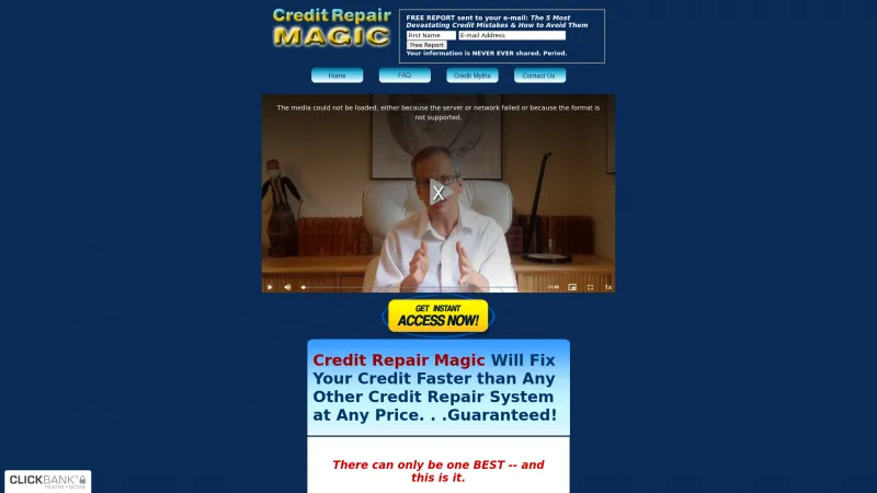 Homepage of Credit Repair Magic