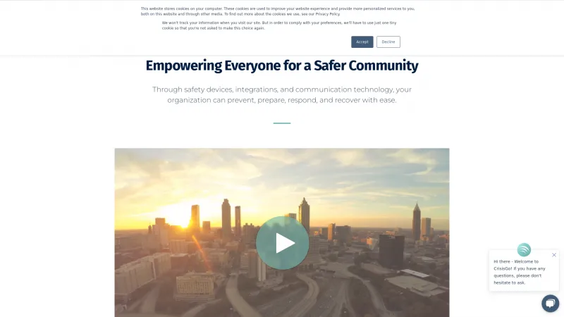 Homepage of CrisisGo