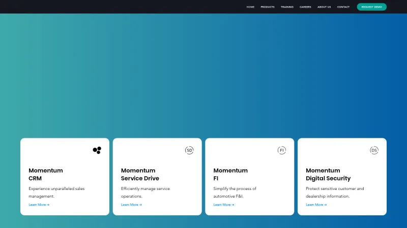 Homepage of Momentum CRM