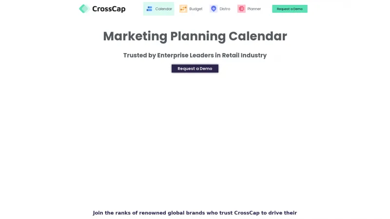 Homepage of CrossCap Marketing Calendar