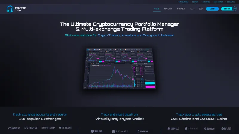 Homepage of CryptoView