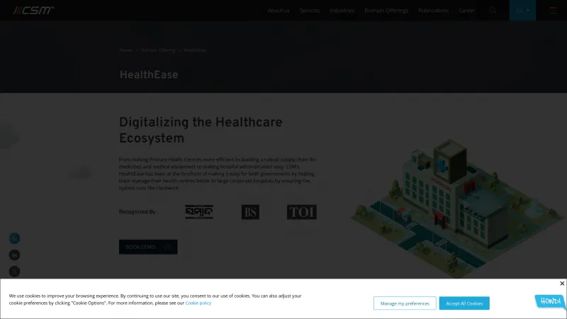 Homepage of HealthEase