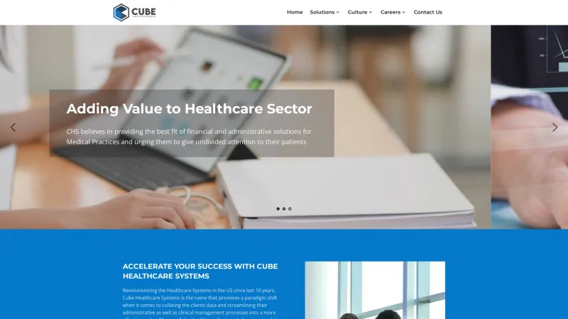 Homepage of Cube Healthcare Systems (CHS)