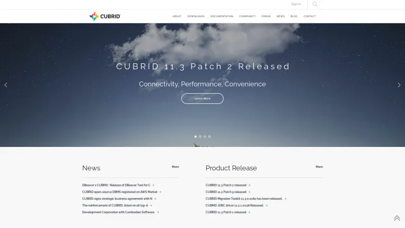 Homepage of Cubrid