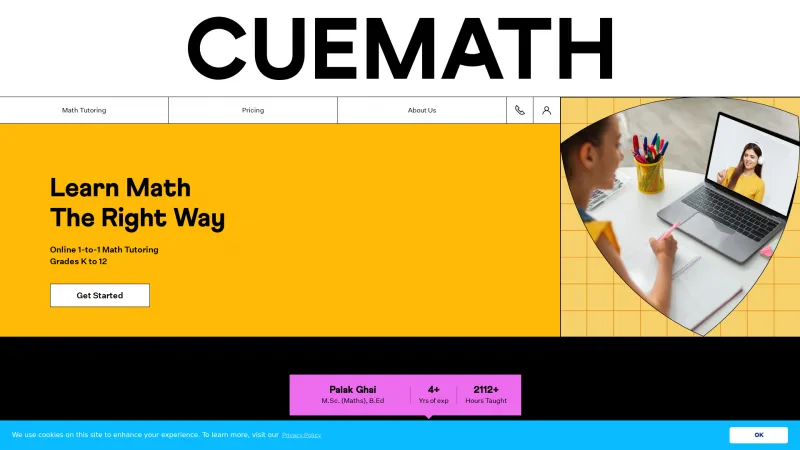 Homepage of Cuemath