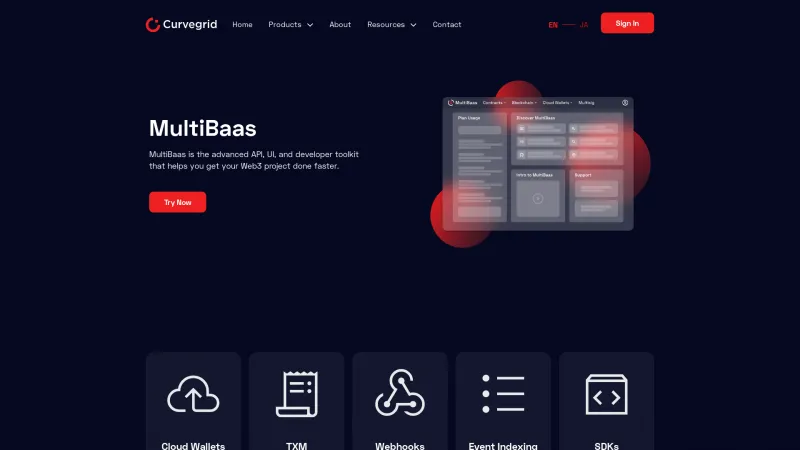 Homepage of MultiBaas