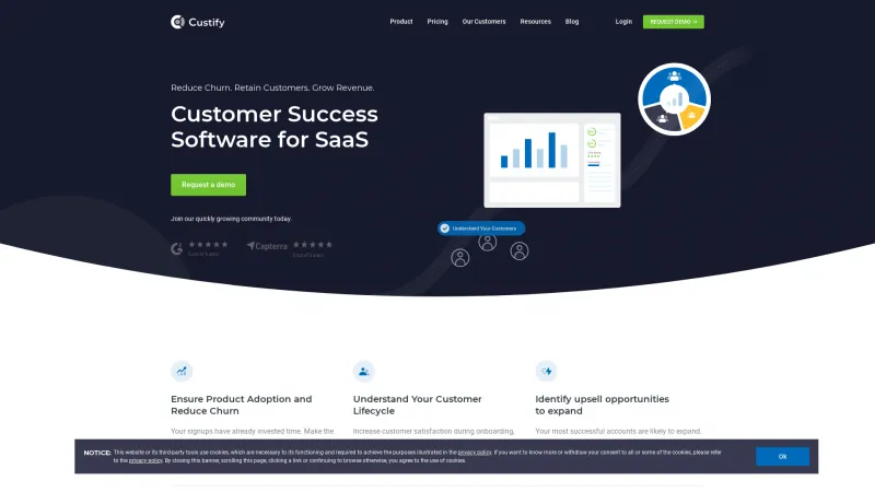 Homepage of Custify