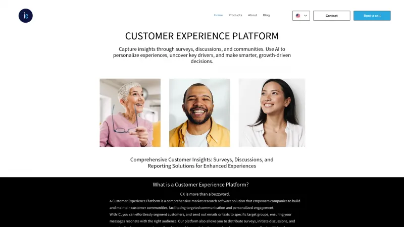 Homepage of Customer Experience Platform