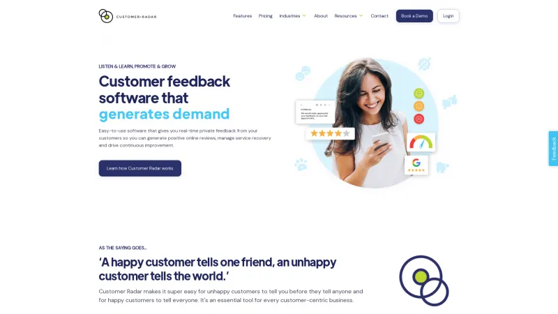 Homepage of Customer Radar