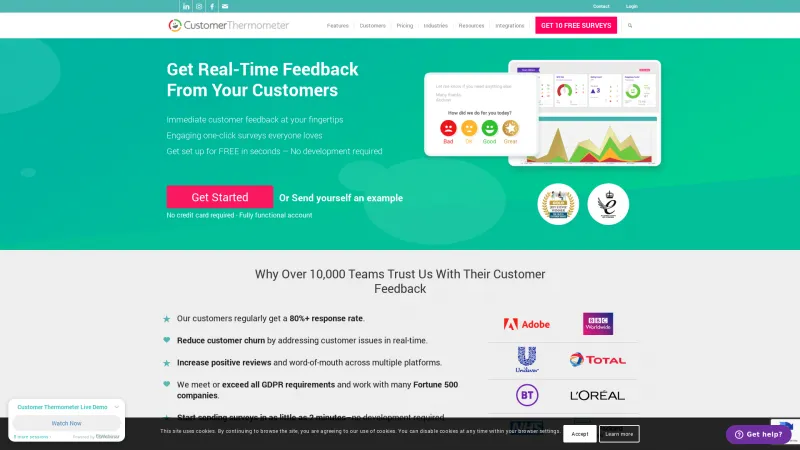 Homepage of Customer Thermometer