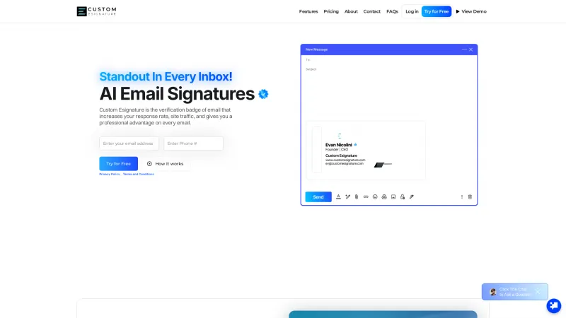 Homepage of Custom Esignature