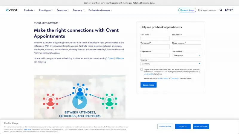 Homepage of Cvent Appointments