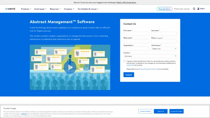 Homepage of Cvent Abstract Management