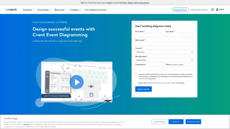 Homepage of Cvent Event Diagramming