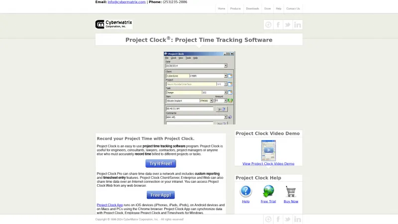 Homepage of CyberMatrix Project Clock