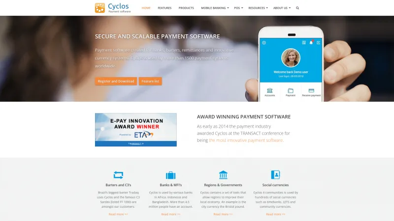 Homepage of Cyclos