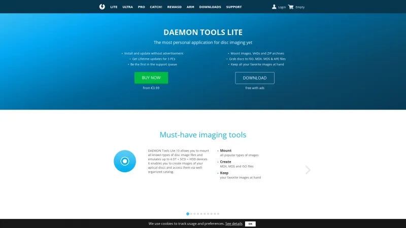 Homepage of DAEMON Tools Lite