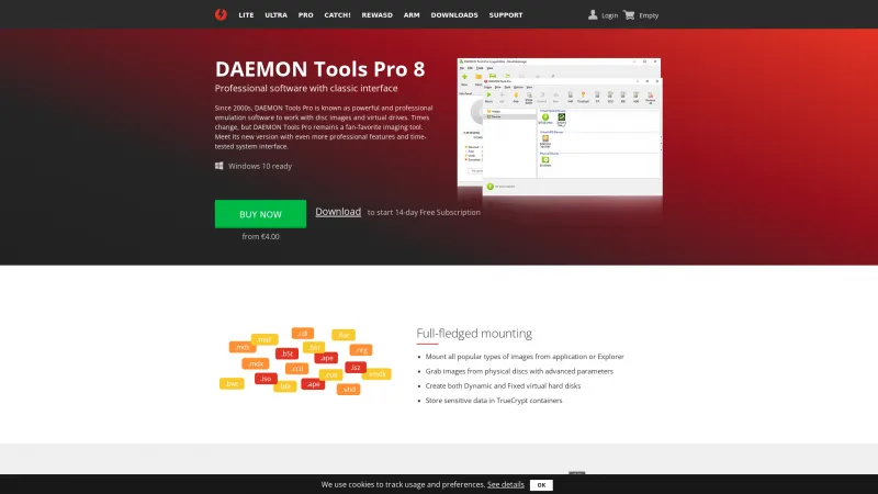 Homepage of DAEMON Tools Pro